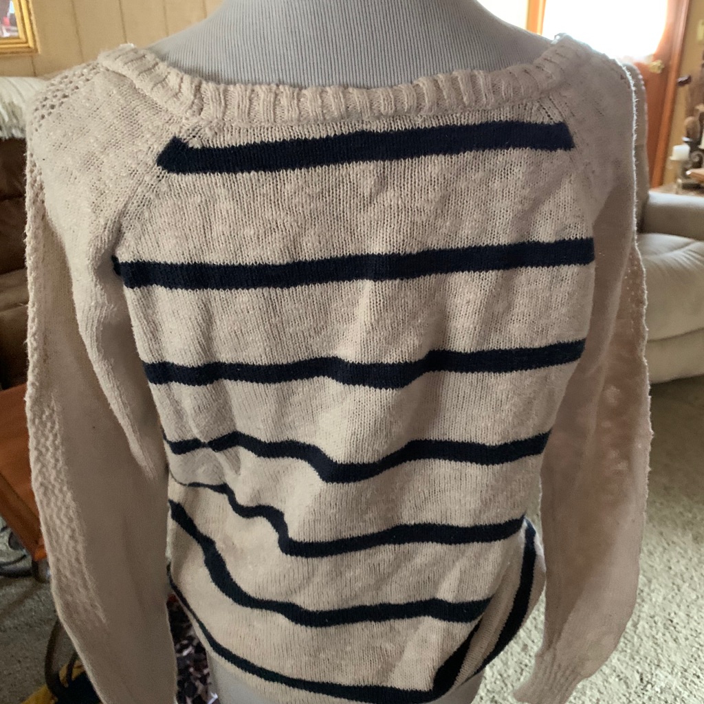 Cream And Black Striped Sweater